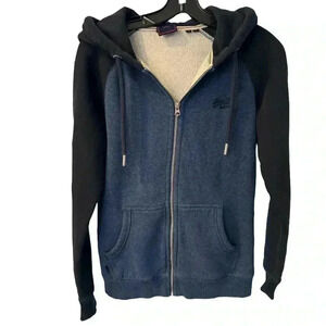 Superdry Men's Blue Embroidered Logo Full Zip Hoodie Size Small Unisex